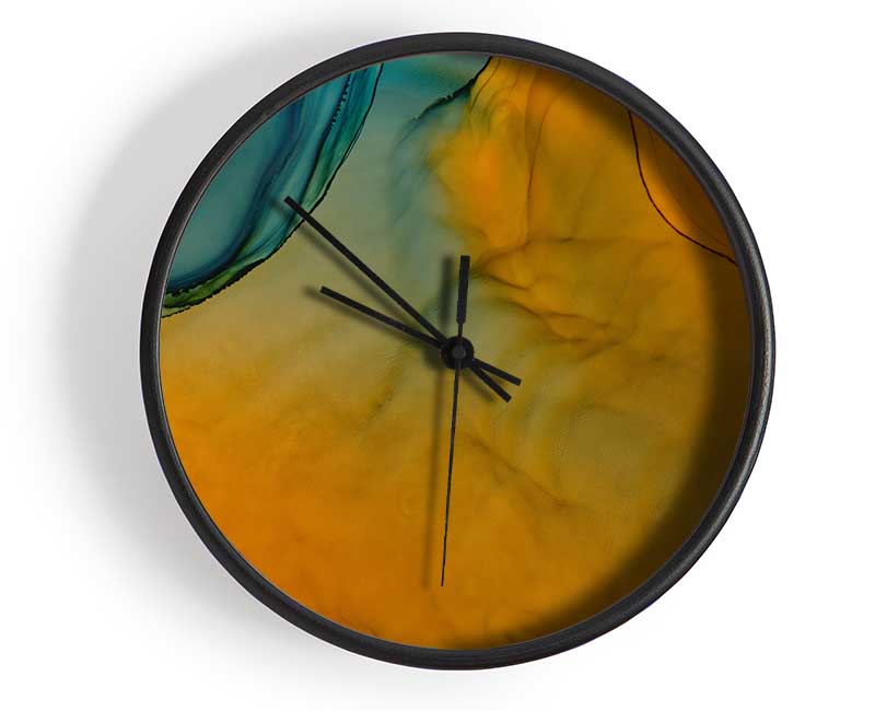 Blue And Yellow Flow Clock - Wallart-Direct UK