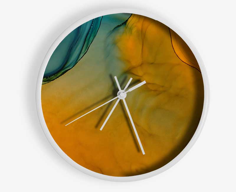 Blue And Yellow Flow Clock - Wallart-Direct UK