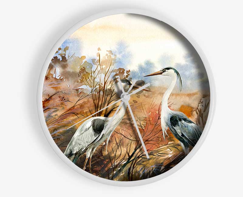 Herons In The Pond Clock - Wallart-Direct UK