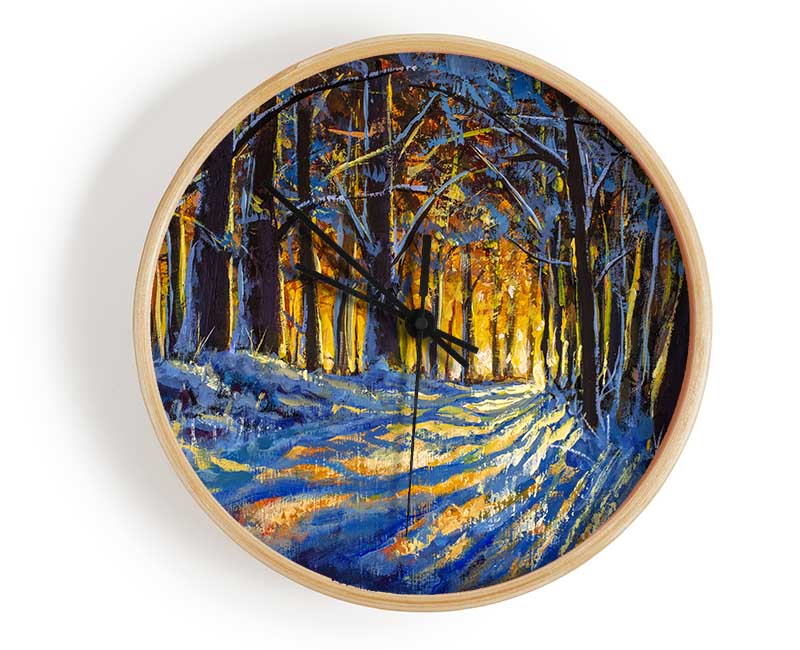 Snowy Winters Forest Clock - Wallart-Direct UK