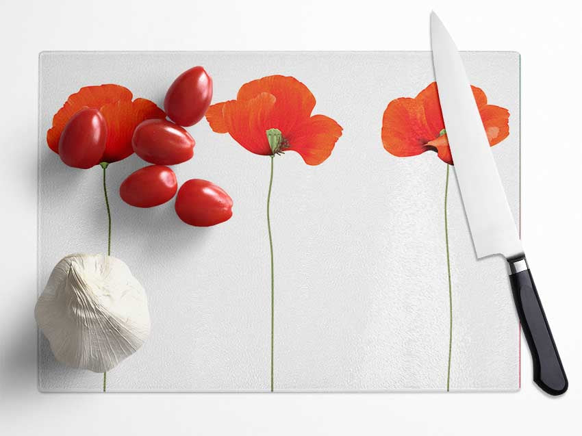 Three Poppies Standing Glass Chopping Board