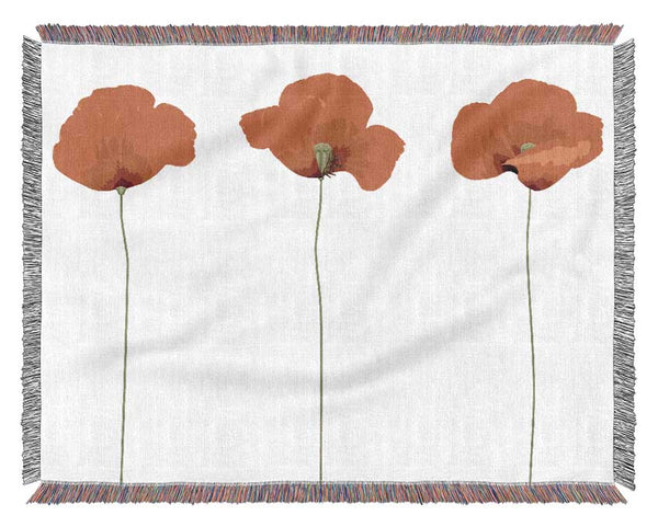 Three Poppies Standing Woven Blanket