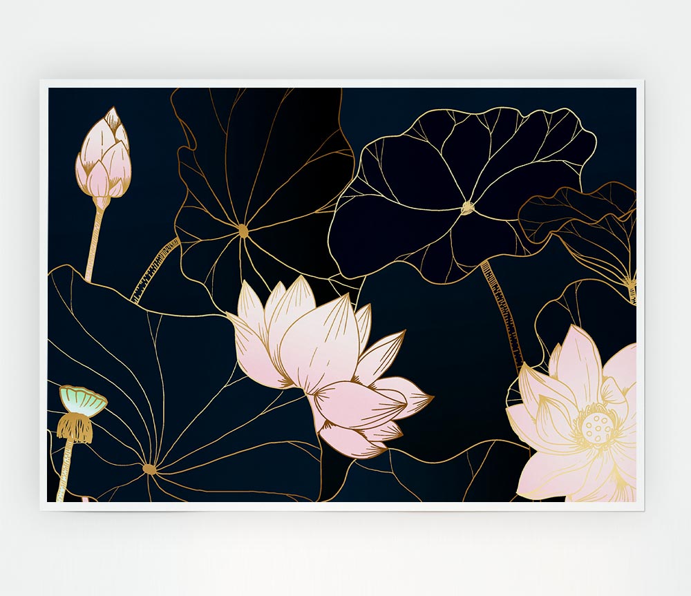 Flowers Bold In Blue Print Poster Wall Art