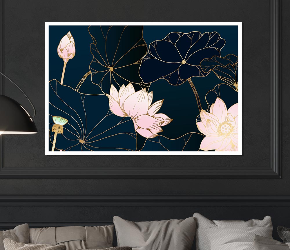 Flowers Bold In Blue Print Poster Wall Art