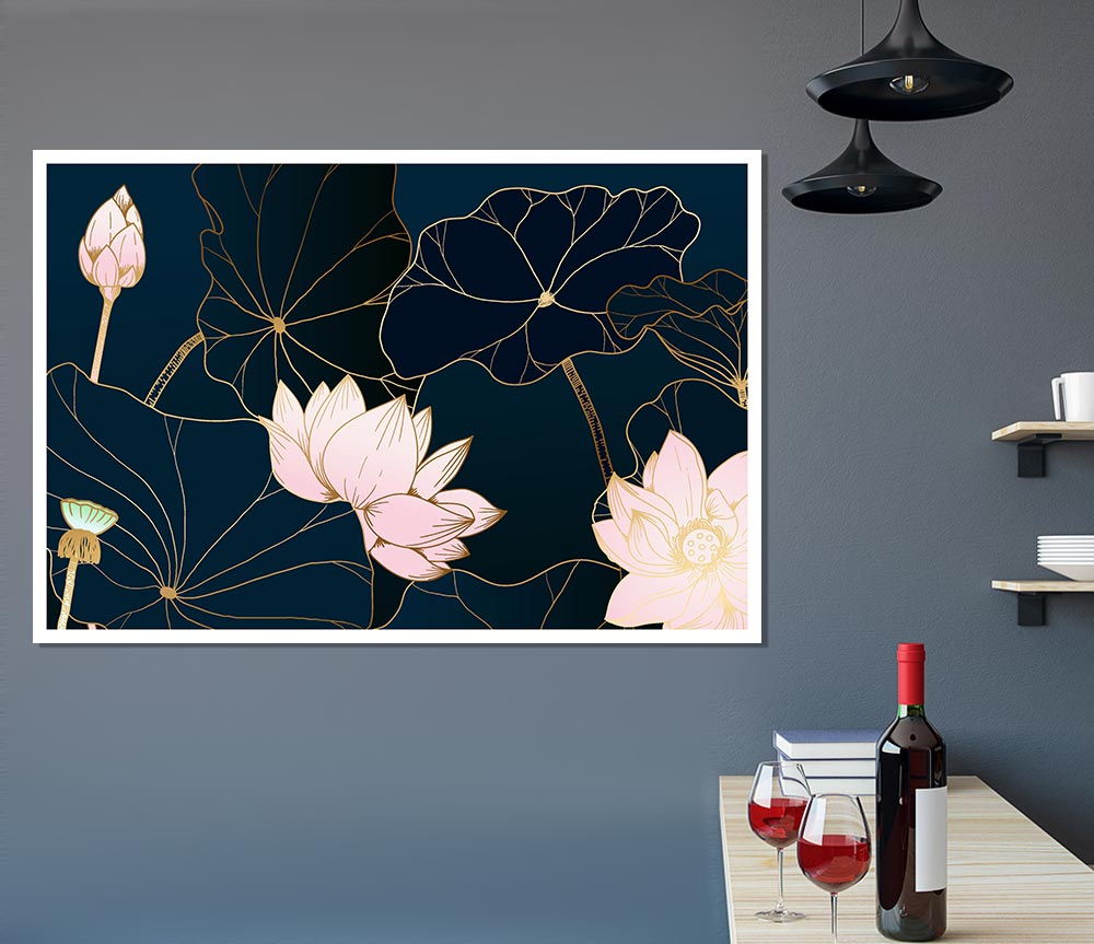 Flowers Bold In Blue Print Poster Wall Art