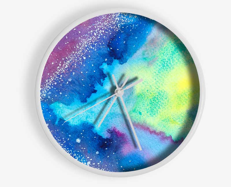 Space In Watercolour Clock - Wallart-Direct UK