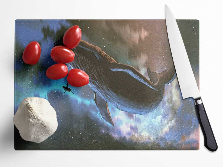 The Whale In Space Glass Chopping Board