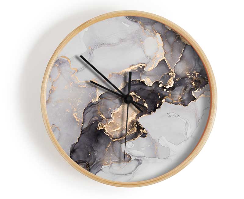 Grey And Gold Marble Clock - Wallart-Direct UK