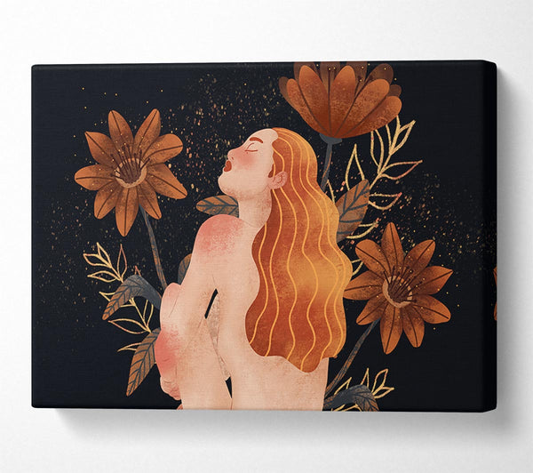 Picture of Red Haired Girl Floral Canvas Print Wall Art