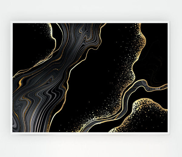 Black And Gold Flakes Print Poster Wall Art