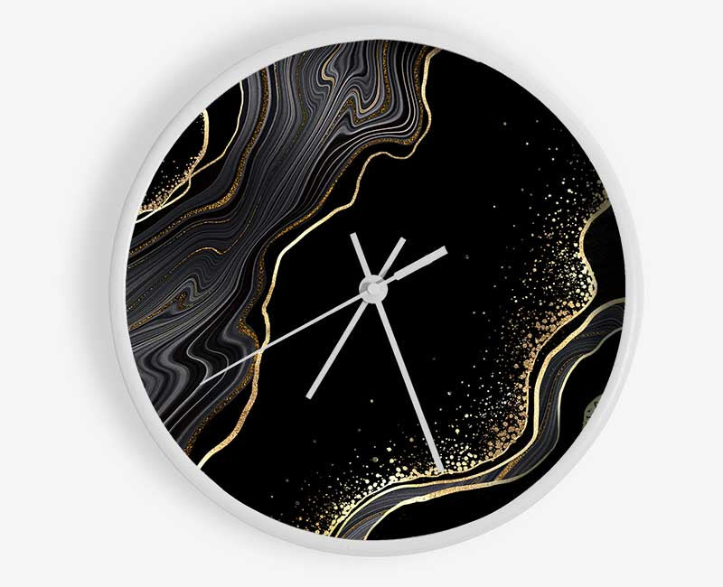 Black And Gold Flakes Clock - Wallart-Direct UK