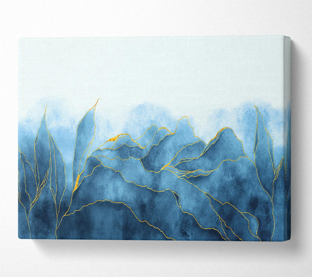 Picture of Blue Mists Of Gold Leaf Canvas Print Wall Art