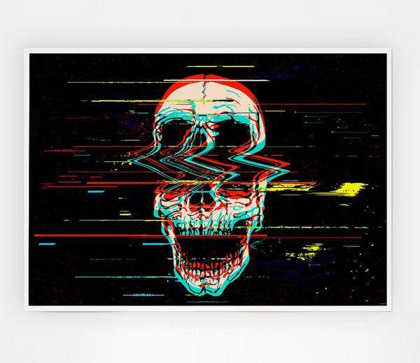 Waves Through A Skull Print Poster Wall Art