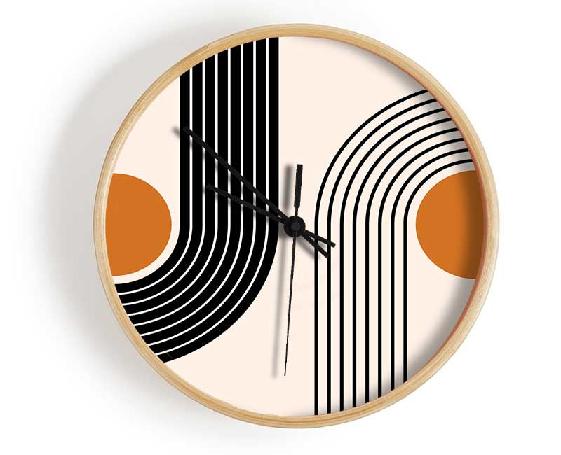 Curved Lines Round The Sun Clock - Wallart-Direct UK