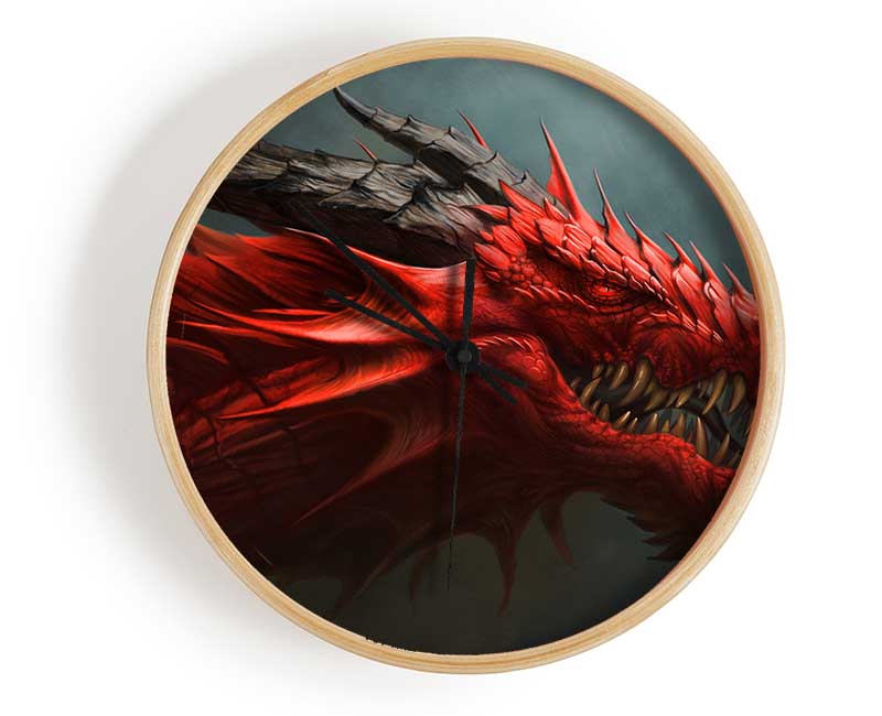 Red Nasty Dragon Clock - Wallart-Direct UK