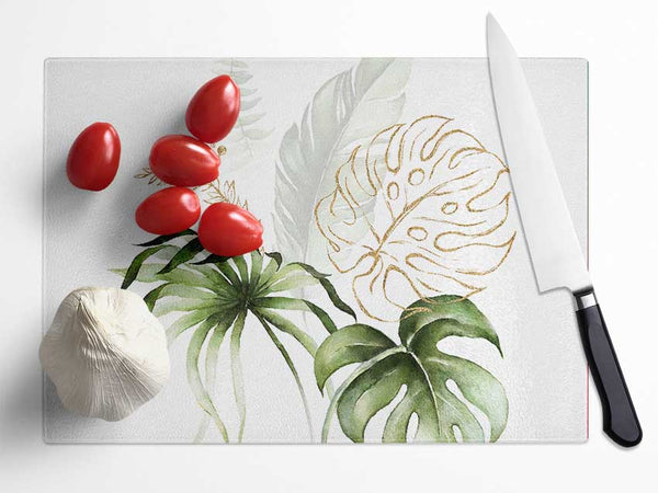 Beautiful Cheese Plant Glass Chopping Board