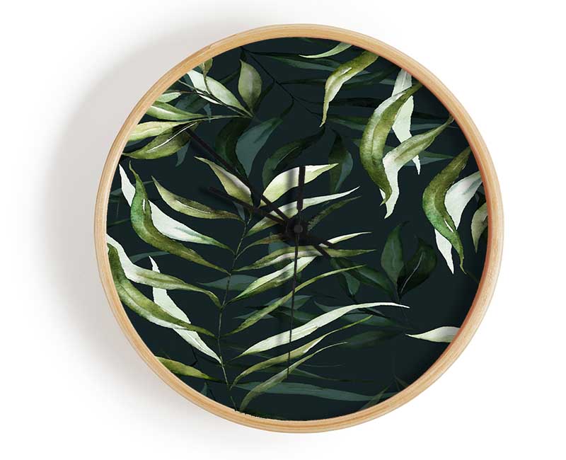 Green Leaves Of Plenty Clock - Wallart-Direct UK