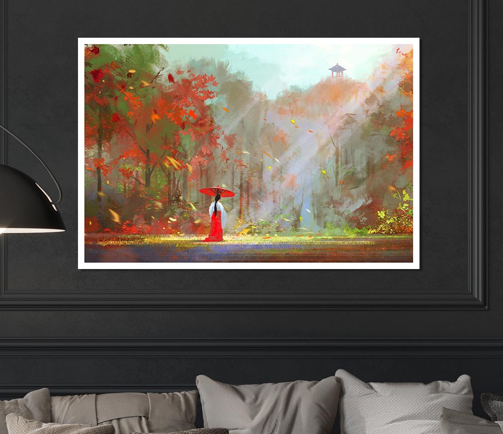 Geisha In The Woods Print Poster Wall Art