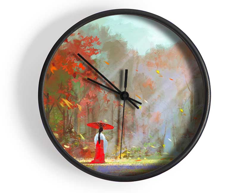 Geisha In The Woods Clock - Wallart-Direct UK