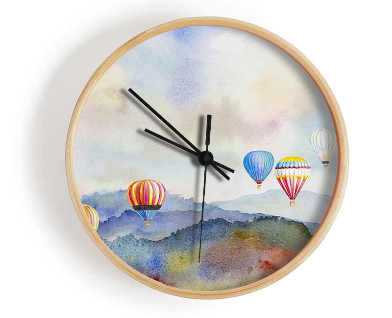 Hot Air Balloons In The Valley Clock - Wallart-Direct UK