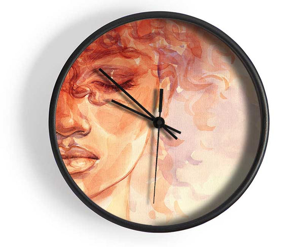 Orange Portrait Of Watercolour Clock - Wallart-Direct UK