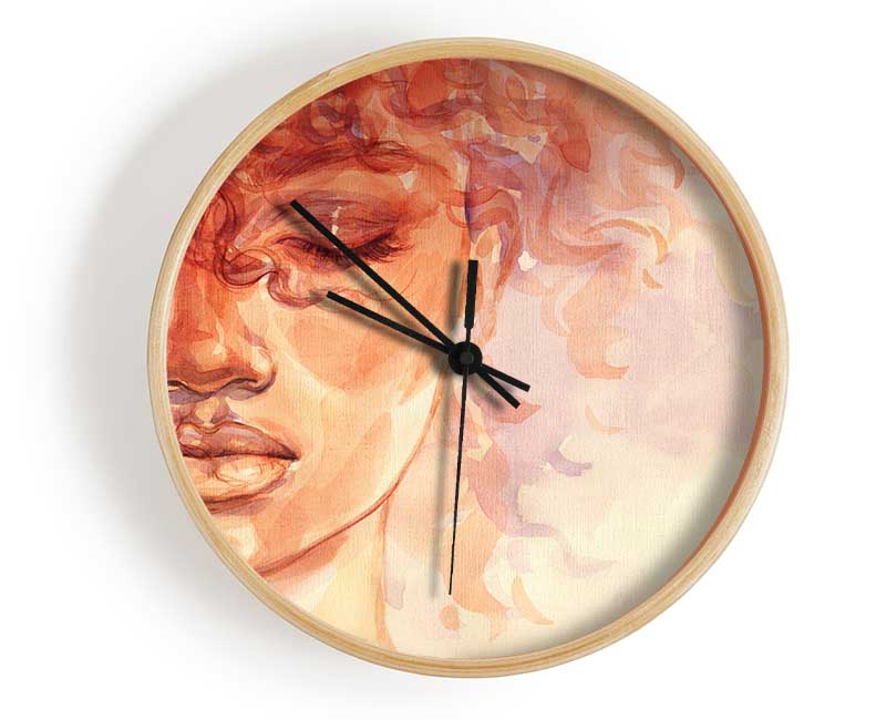 Orange Portrait Of Watercolour Clock - Wallart-Direct UK