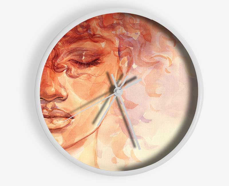 Orange Portrait Of Watercolour Clock - Wallart-Direct UK