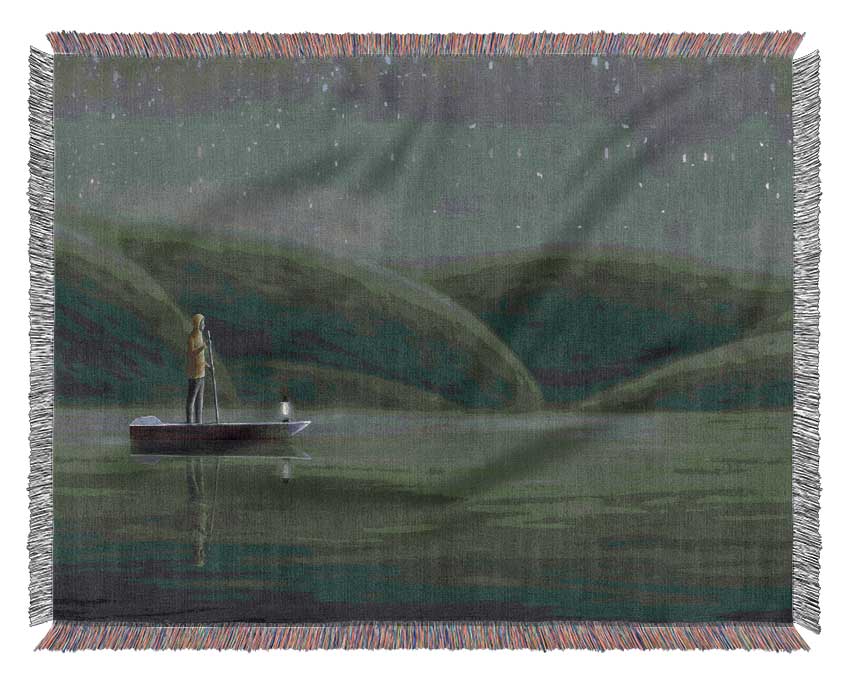 Paddling Through The River Woven Blanket