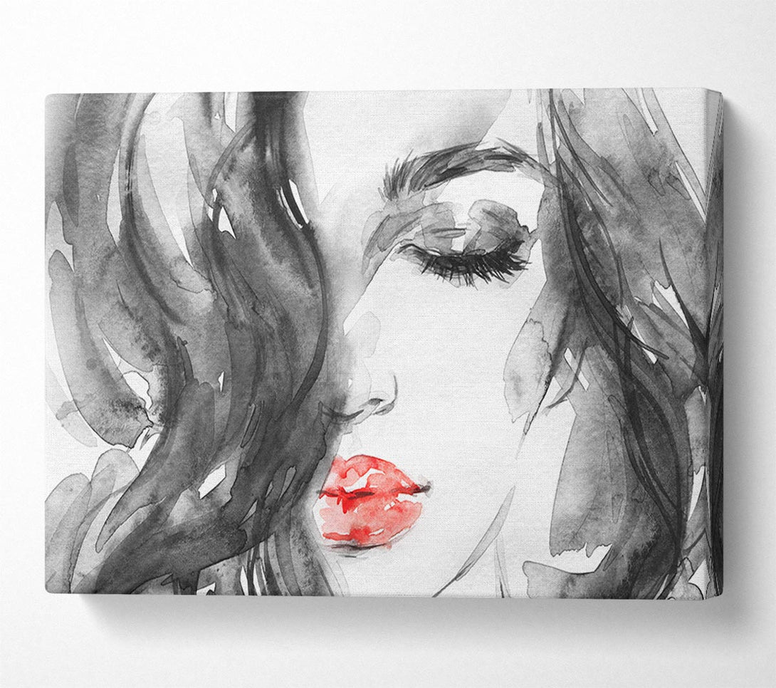 Picture of Watercolour Red Lips Canvas Print Wall Art