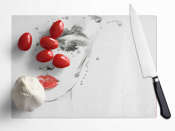 Watercolour Face Beauty Glass Chopping Board