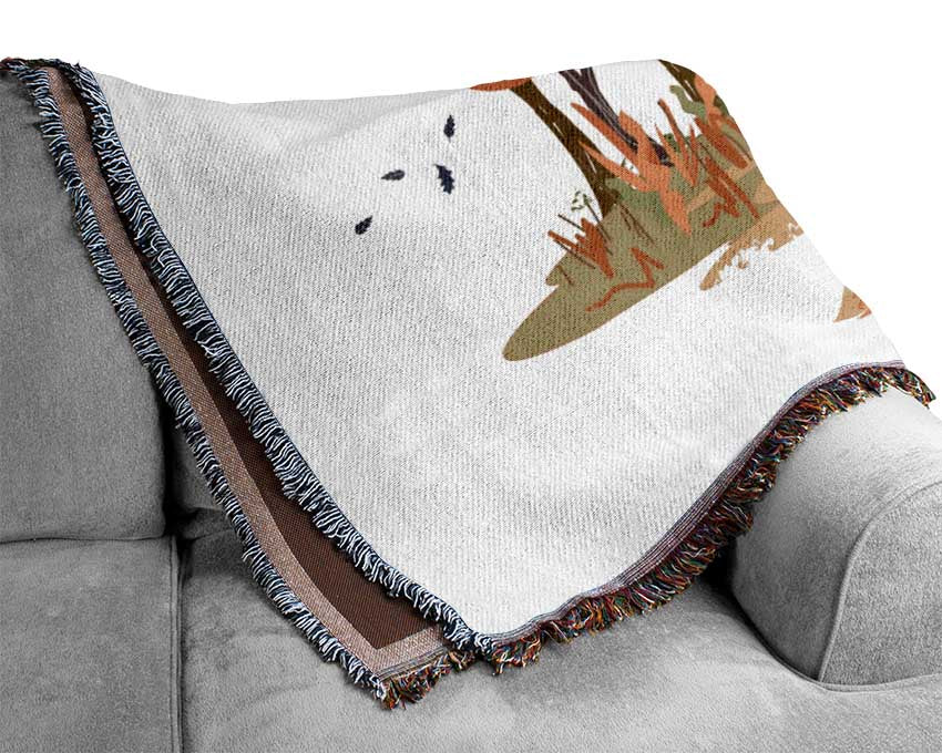 Fox In The Woodland Woven Blanket