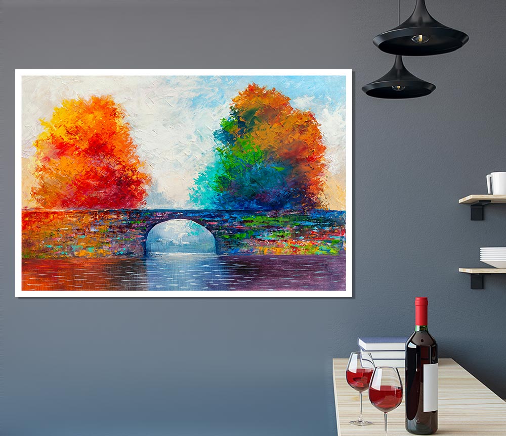 The Bridge Between Woodland Worlds Print Poster Wall Art