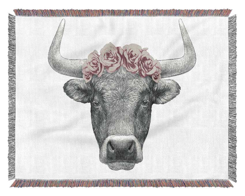 Rose Bull Head Woven Blanket