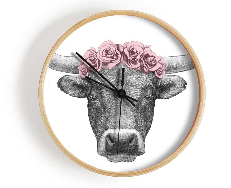 Rose Bull Head Clock - Wallart-Direct UK