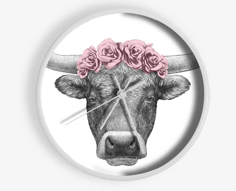 Rose Bull Head Clock - Wallart-Direct UK