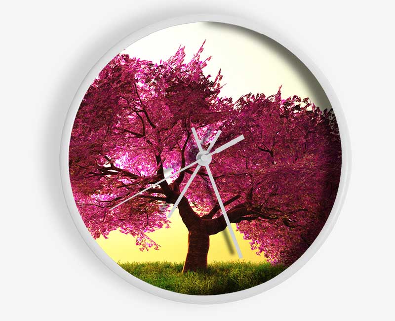 The Pink Tree Blossom Hilltop Clock - Wallart-Direct UK