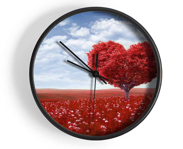 The Red Tree Heart Clock - Wallart-Direct UK