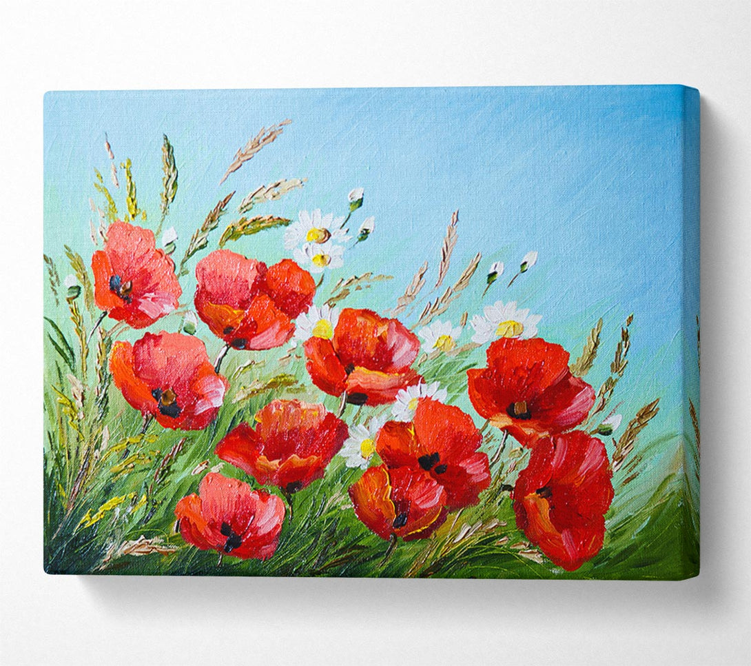 Picture of Poppies Under The Blue Sky Dream Canvas Print Wall Art