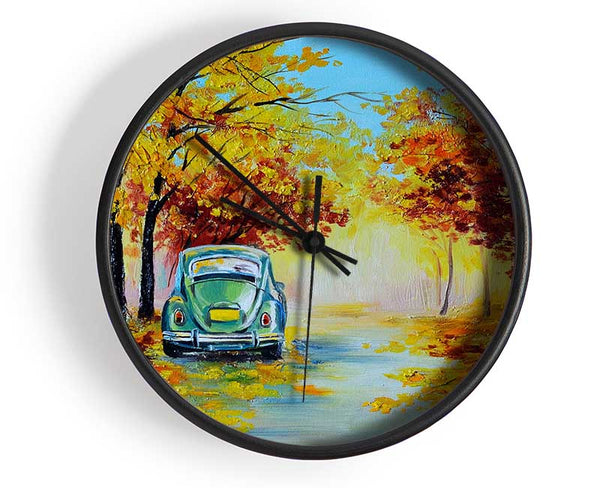 Vw Beatle In Autumn Clock - Wallart-Direct UK