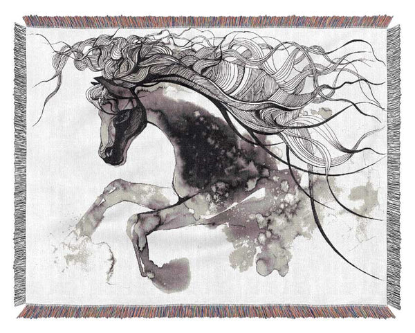 Long Haired Horse Woven Blanket