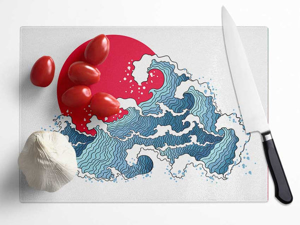 Crashing Waters Under The Sun Glass Chopping Board