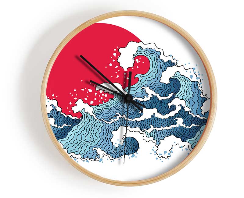 Crashing Waters Under The Sun Clock - Wallart-Direct UK