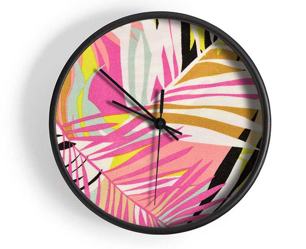 Tropical Leaves Clock - Wallart-Direct UK