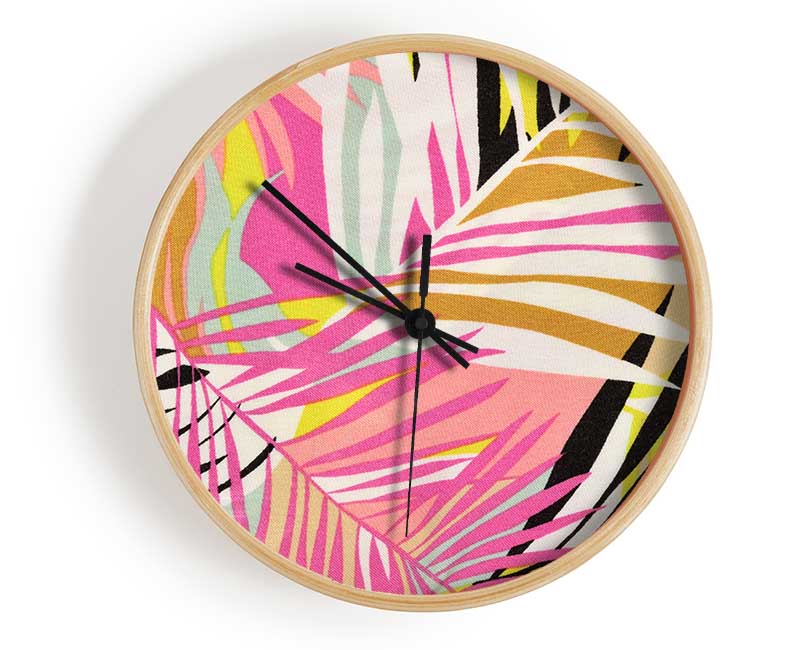 Tropical Leaves Clock - Wallart-Direct UK