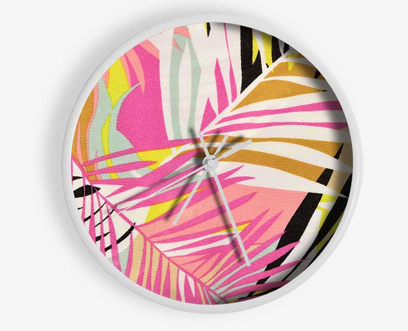 Tropical Leaves Clock - Wallart-Direct UK