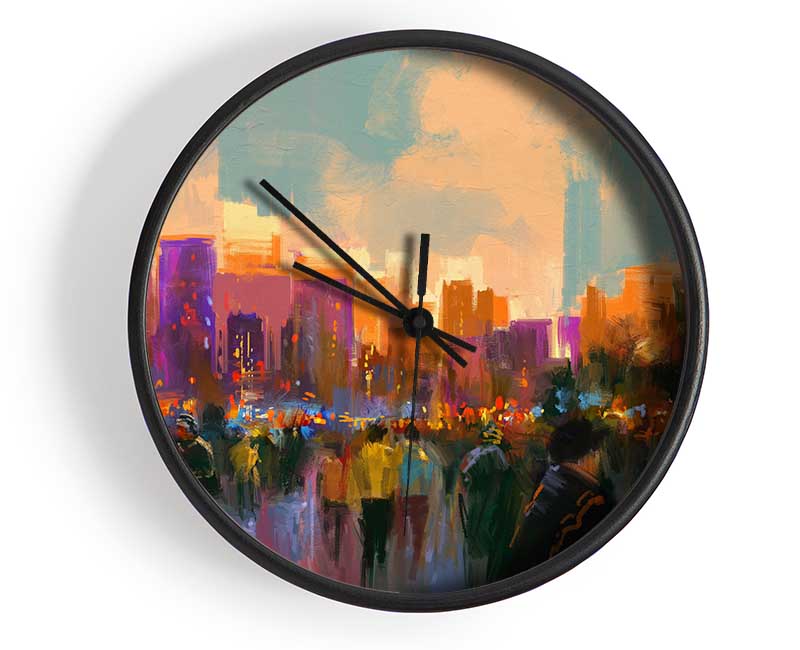 Crowds In The Streets Clock - Wallart-Direct UK