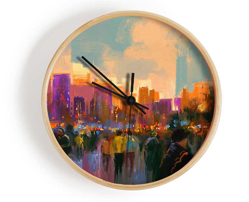 Crowds In The Streets Clock - Wallart-Direct UK