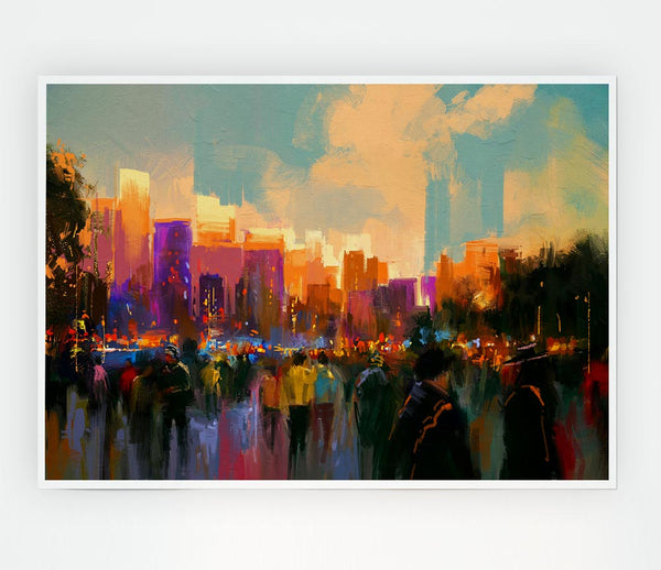 Crowds In The Streets Print Poster Wall Art