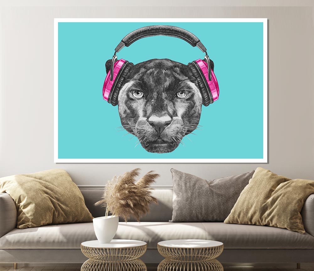 Headphone Jaguar Dj Print Poster Wall Art