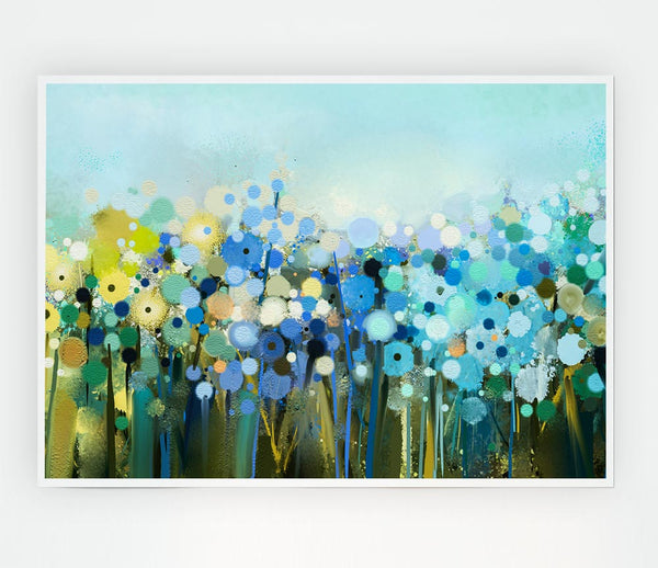 The Turquoise Wonder Flowers Print Poster Wall Art